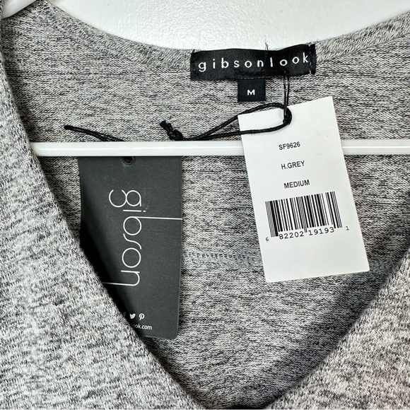 Gibsonlook V-Neck Sweater Long Sleeves Heather Grey Lightweight Top Size M NEW - Picture 2 of 9
